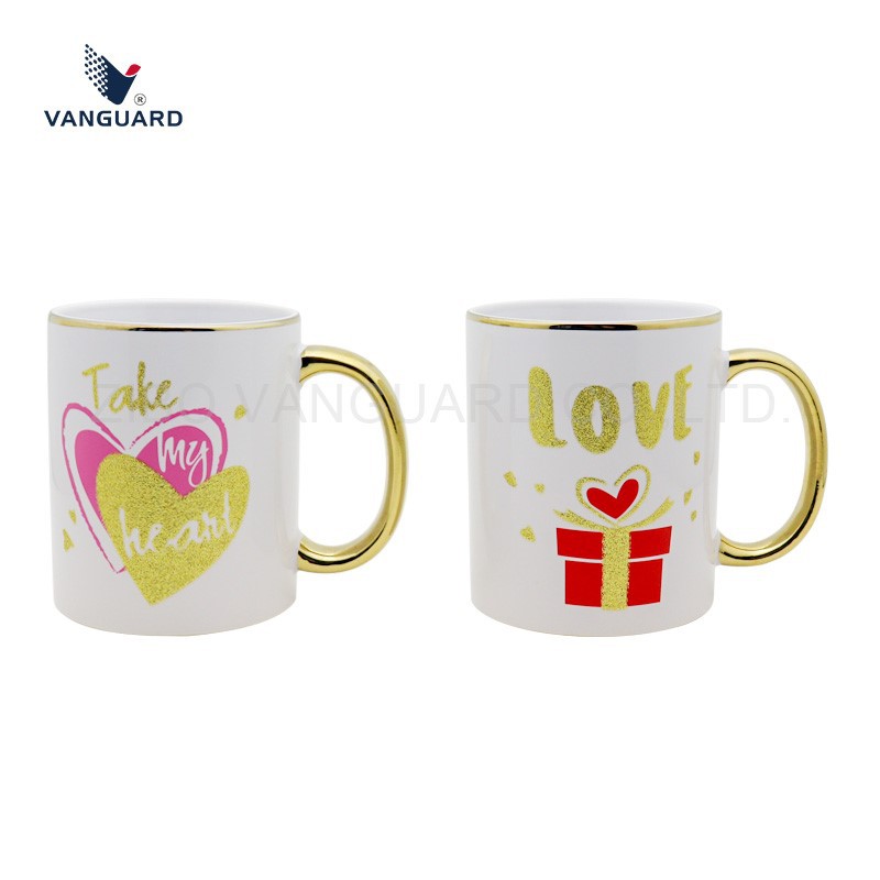 Golden style white couple coffee mugs Golden style white couple coffee mugs