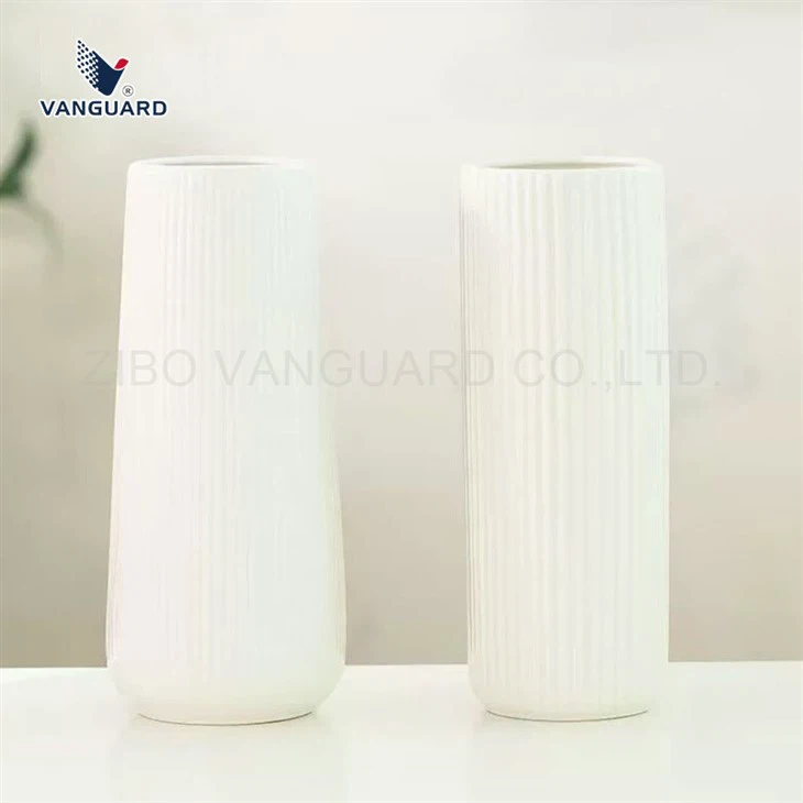 White Striped Vase Ceramics